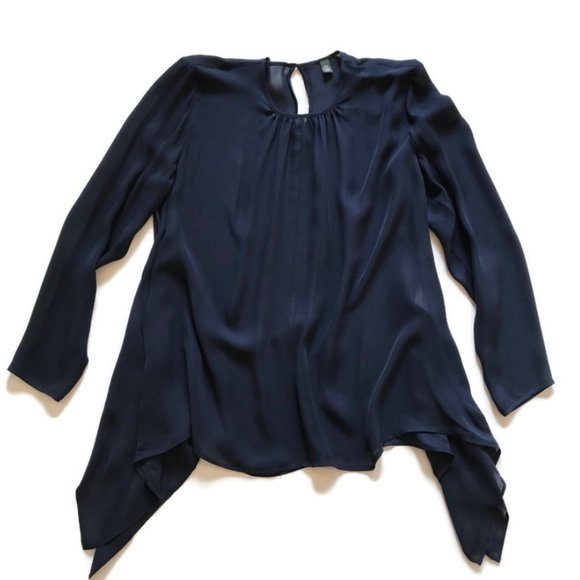 NWT Eleventy Top Shirt Blouse 10 Blue Asymmetrical - Picture 1 of 12